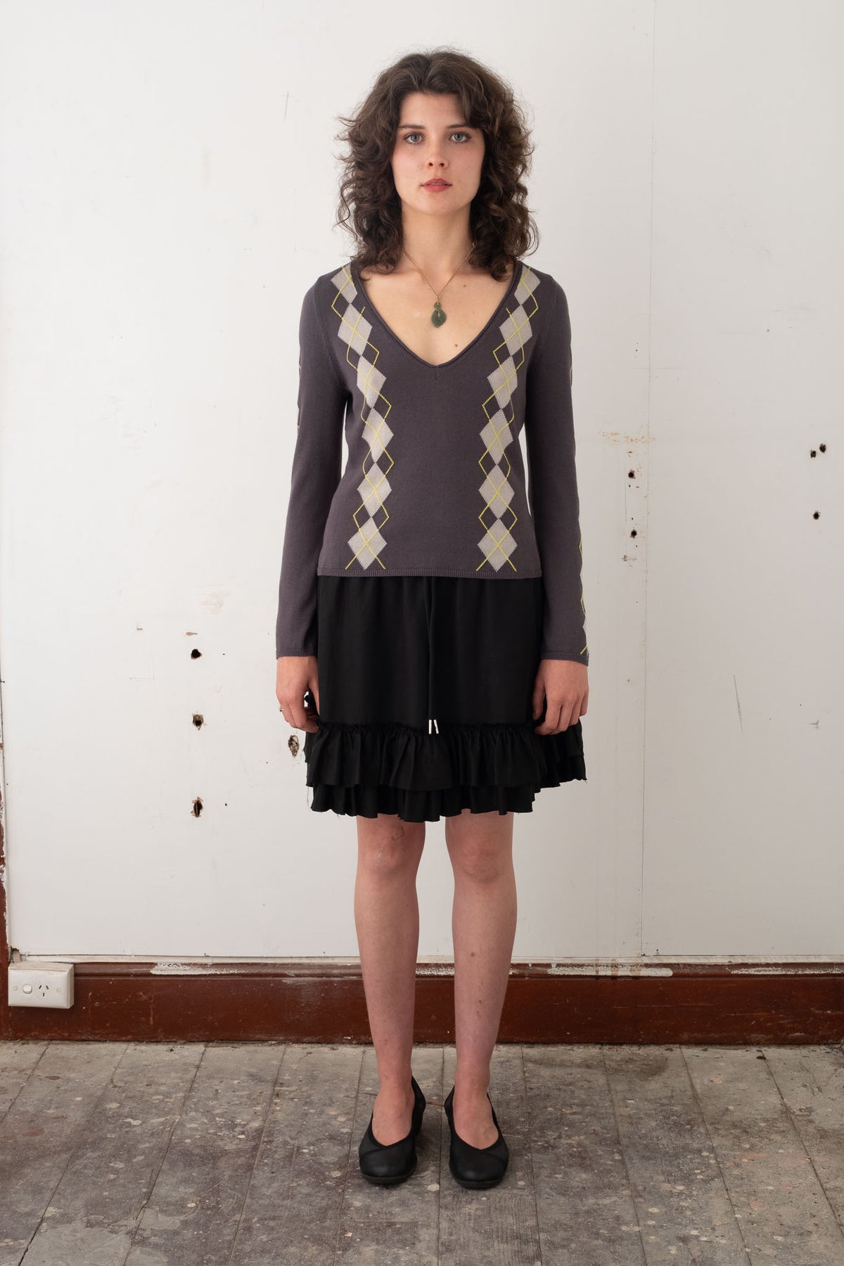 Exile Argyle Longsleeve – Slate/Cloud/Lime
