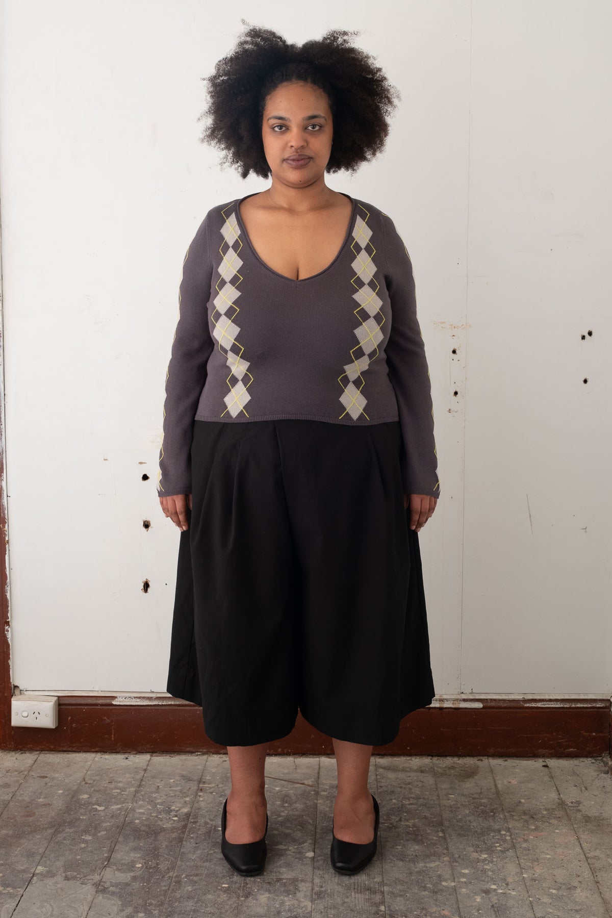 Exile Argyle Longsleeve – Slate/Cloud/Lime